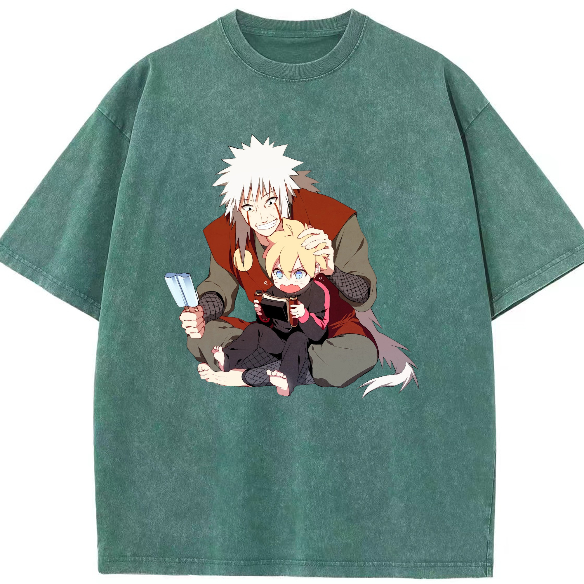（画像用） NARUTO -ナルト- 自来也（じらいや） Jiraiya 綿100% ヴィンテージ風 半袖Tシャツ（フロントプリント）